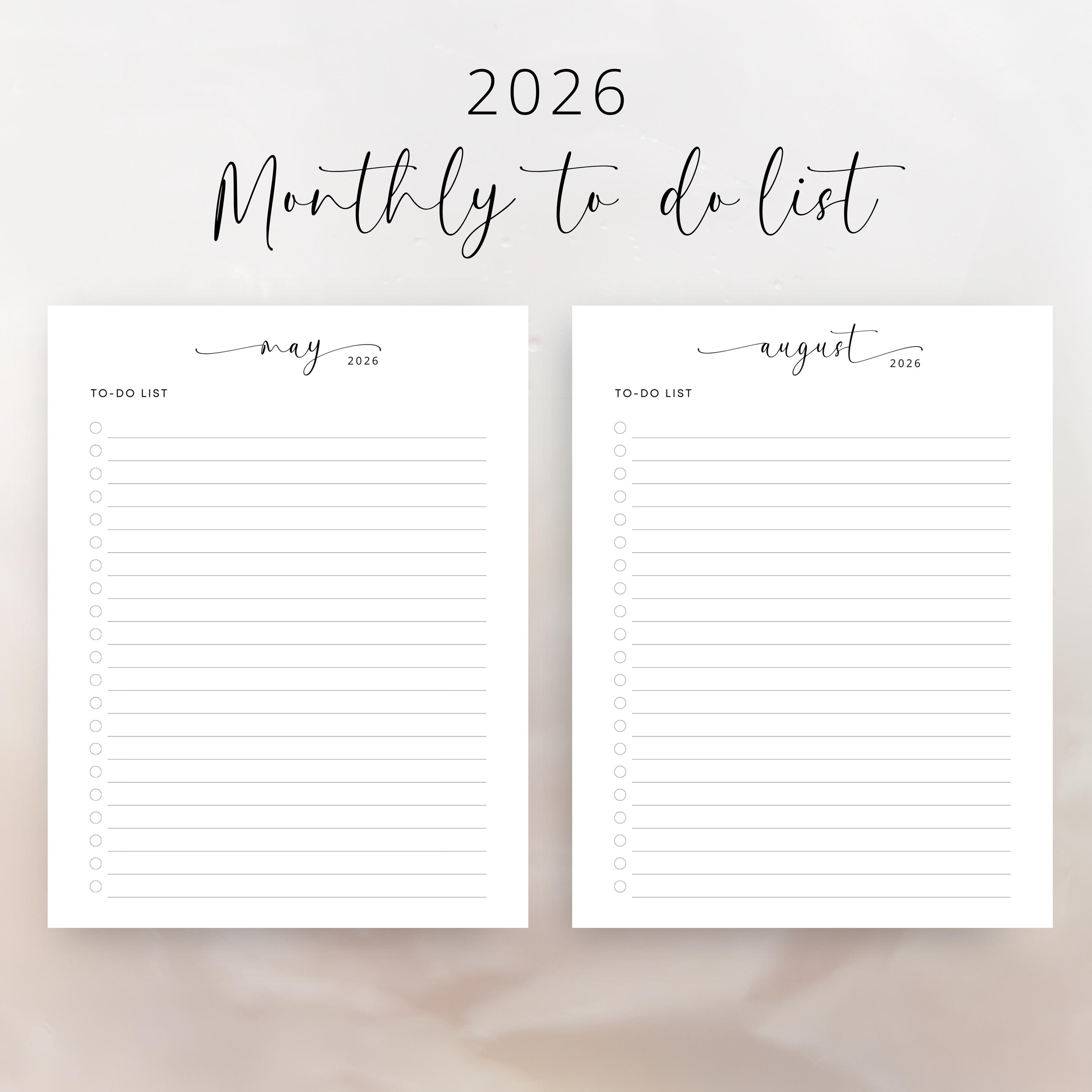 BUNDLE Weekly Planner 2026 Monthly Planner Yearly to Do List Daily Meal ...