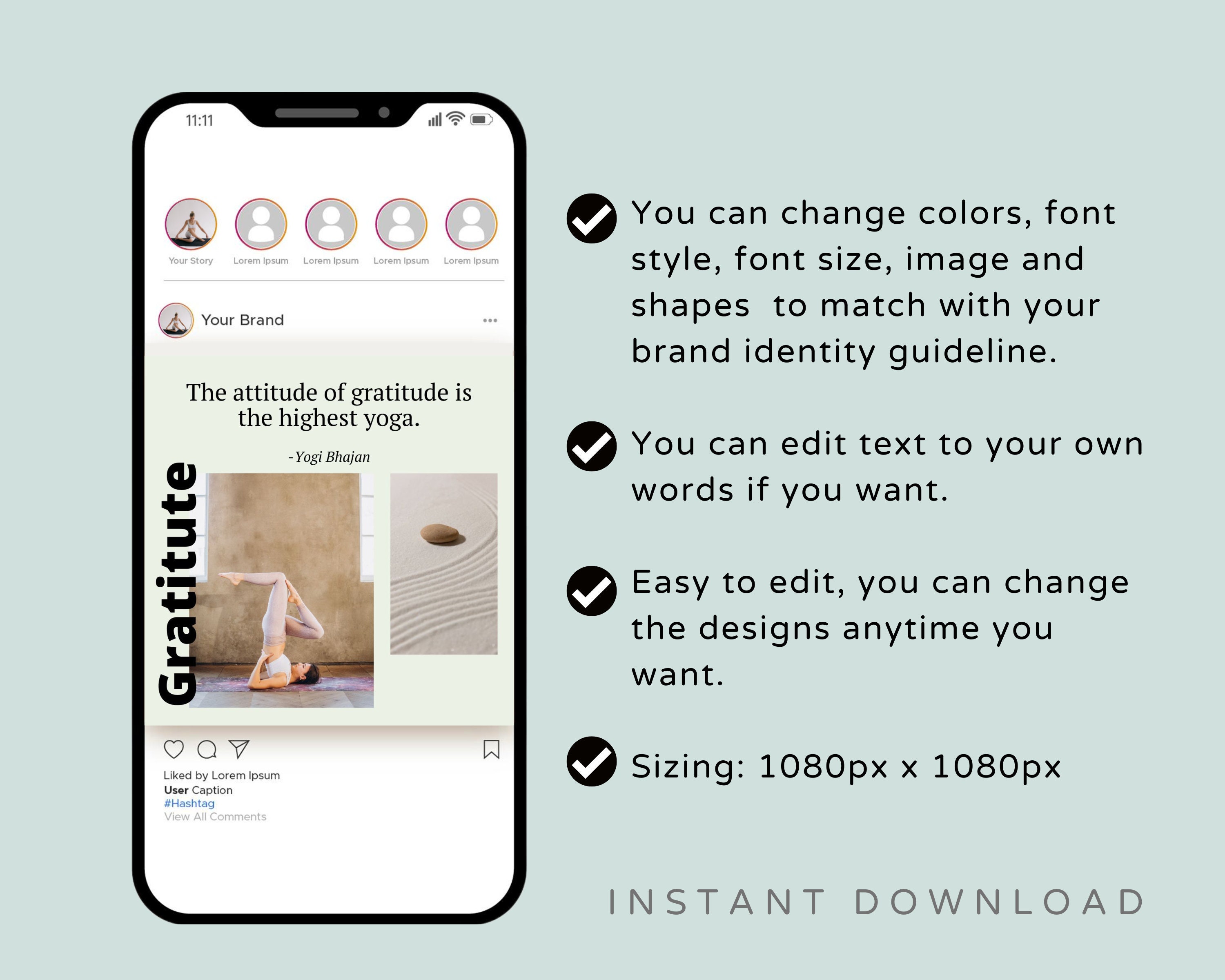 30 Yoga Instagram Post Canva Templates Yoga Teacher Yoga Center Social ...