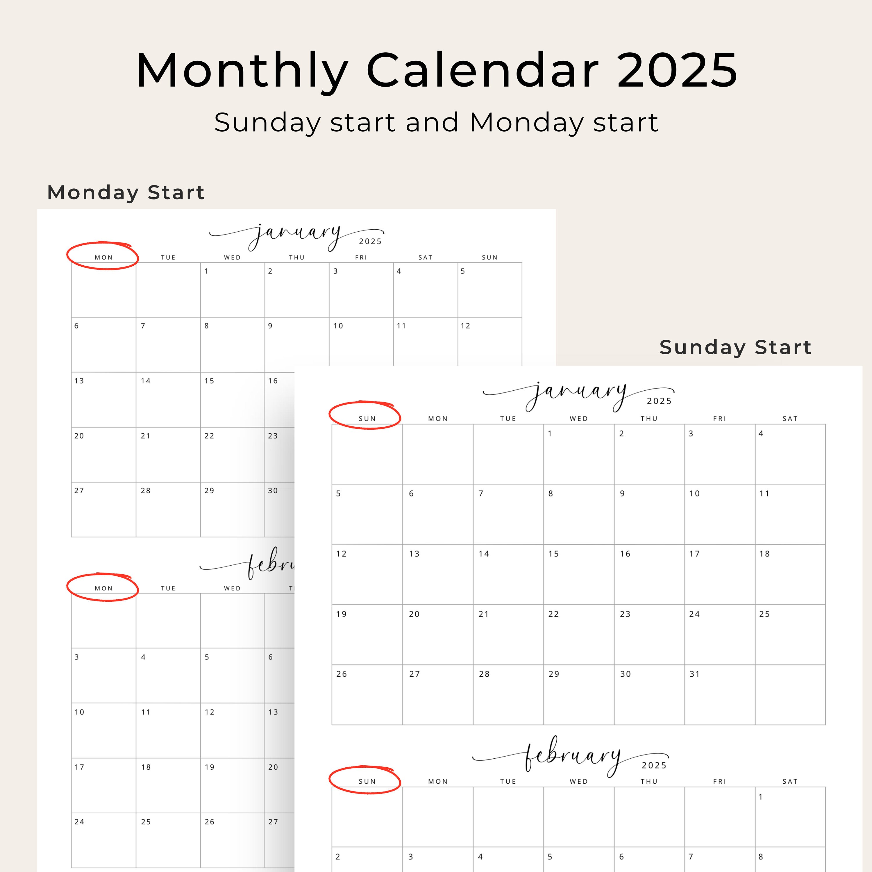 2025 Calendar 2 Months per Page Calendar 2025 Planner Wall Calendar Two