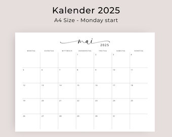 Tischkalender 2025 Deutsch - Monatskalender Mit Ständer, Von Januar Bis Dezember 2025, Dickes Papier