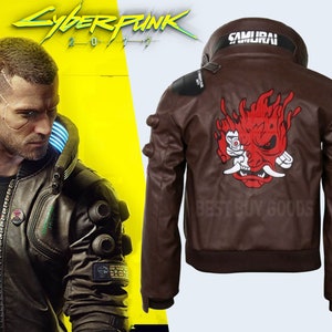 Cyberpunk 2077 Jacket Samurai Jacket In Cyberpunk Game Bomber Leather Jacket for Men image 1