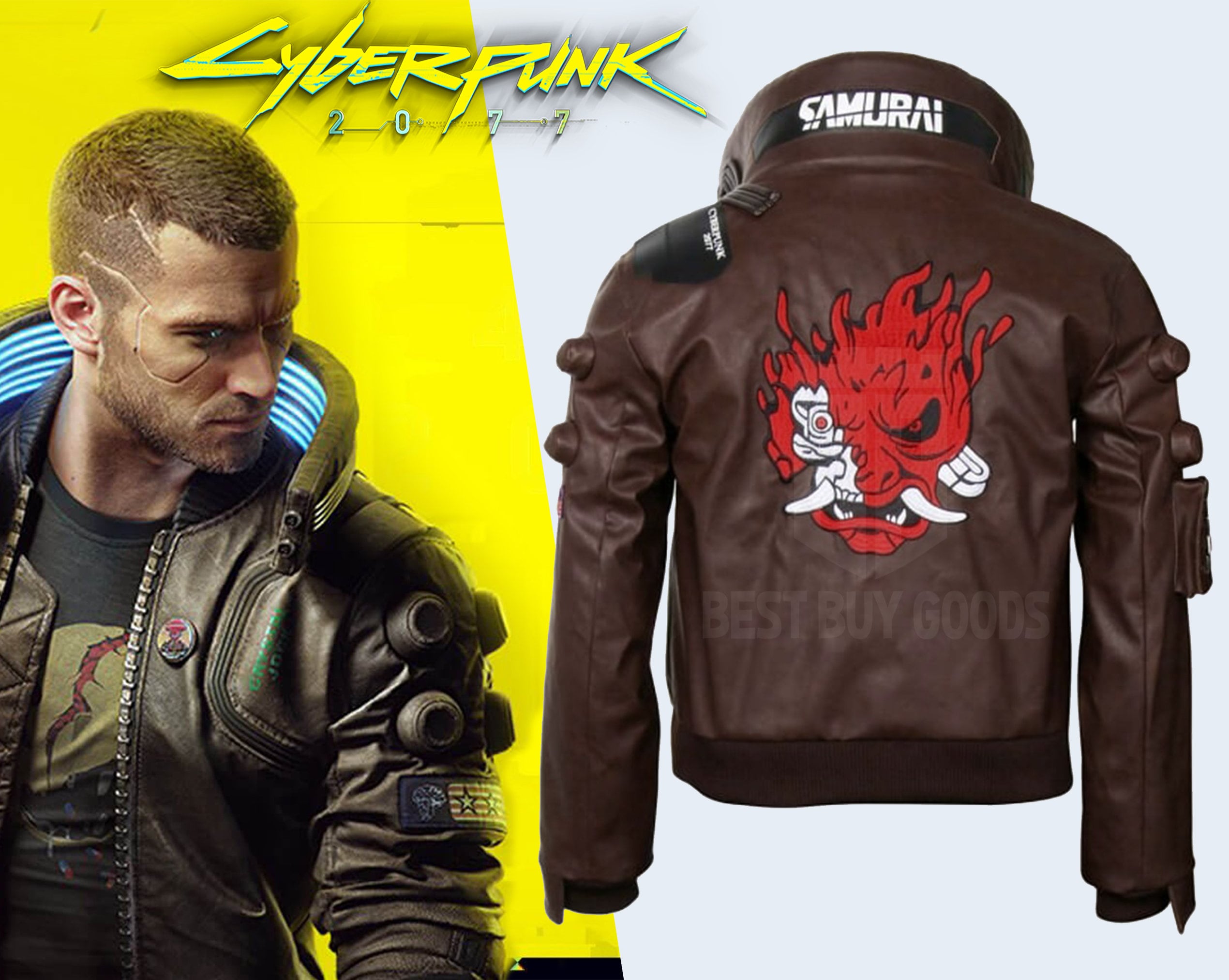  DRIPFLEX Charcoal Black Cyberpunk 2077 Ultimate Gaming Samurai  Motorcycle Real Leather Bomber Cosplay Jacket Costume : Clothing, Shoes &  Jewelry