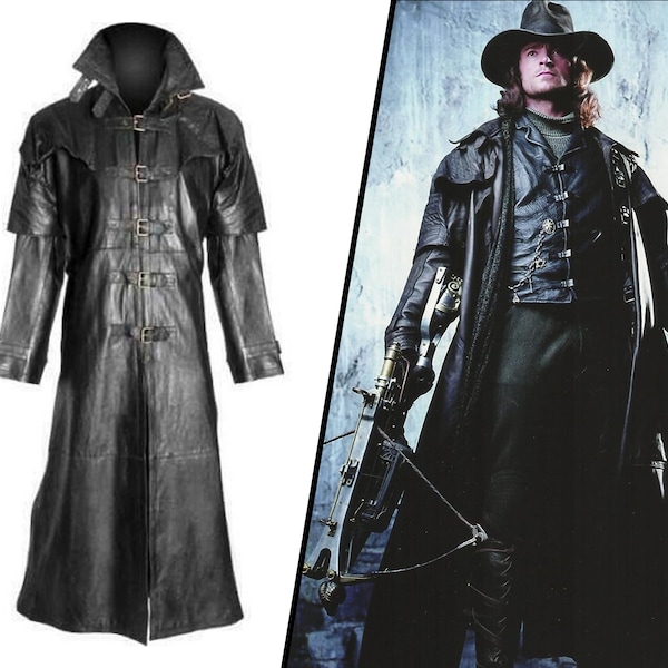 Van Helsing Leather Trench Coat Hugh Jackman Duster Vampire steampunk cosplay Van Helsing Cosplay Leather Coat