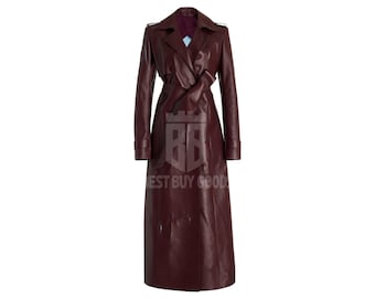 Ladies Designer Trench Coat, Real Leather Stylish Women Fashion Long Coat