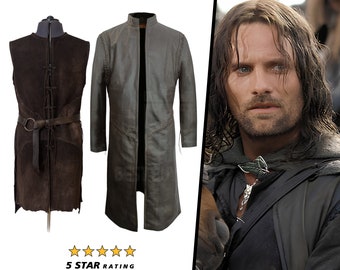 Aragorn Duster und Weste Herr des Rings Charakter Cosplay Aragorn LOT Anzug alten König Aragon Film Outfits Aragorn Ranger Rüstung Kostüm