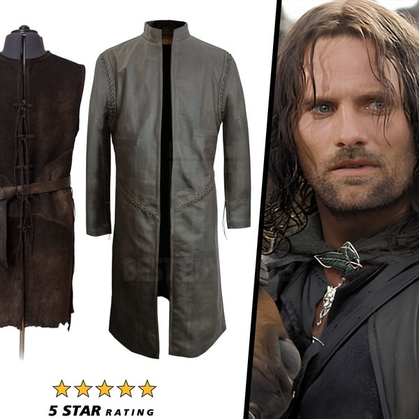 Aragorn Duster and Vest Lord Of The Ring character cosplay Aragorn LOT Suit Ancient King Aragon Movie Outfits Aragorn Ranger Armor costume