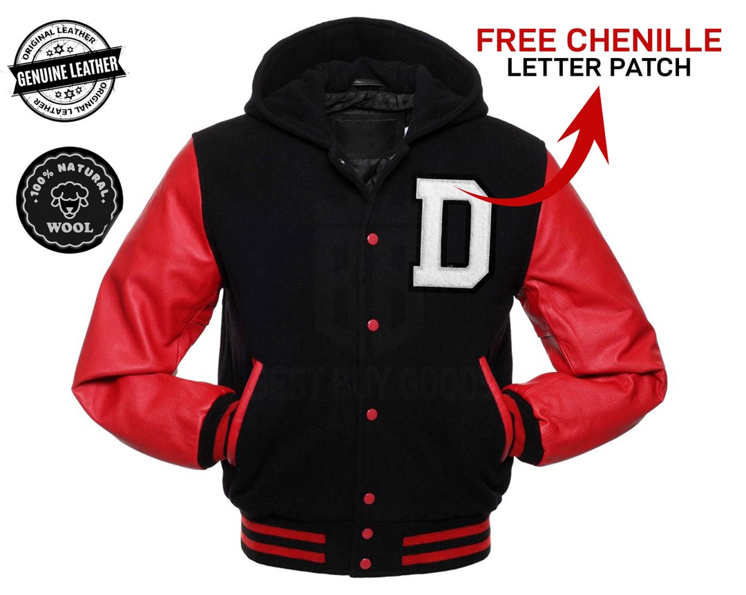 Black and Red Varsity Jacket College Letterman Baseball Jacket American