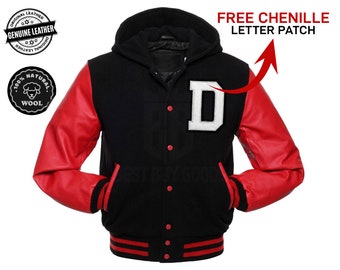 Black and Red Varsity Jacket College Letterman Baseball Jacket American Fashion University Jacket Mens Womens Trending Outfit