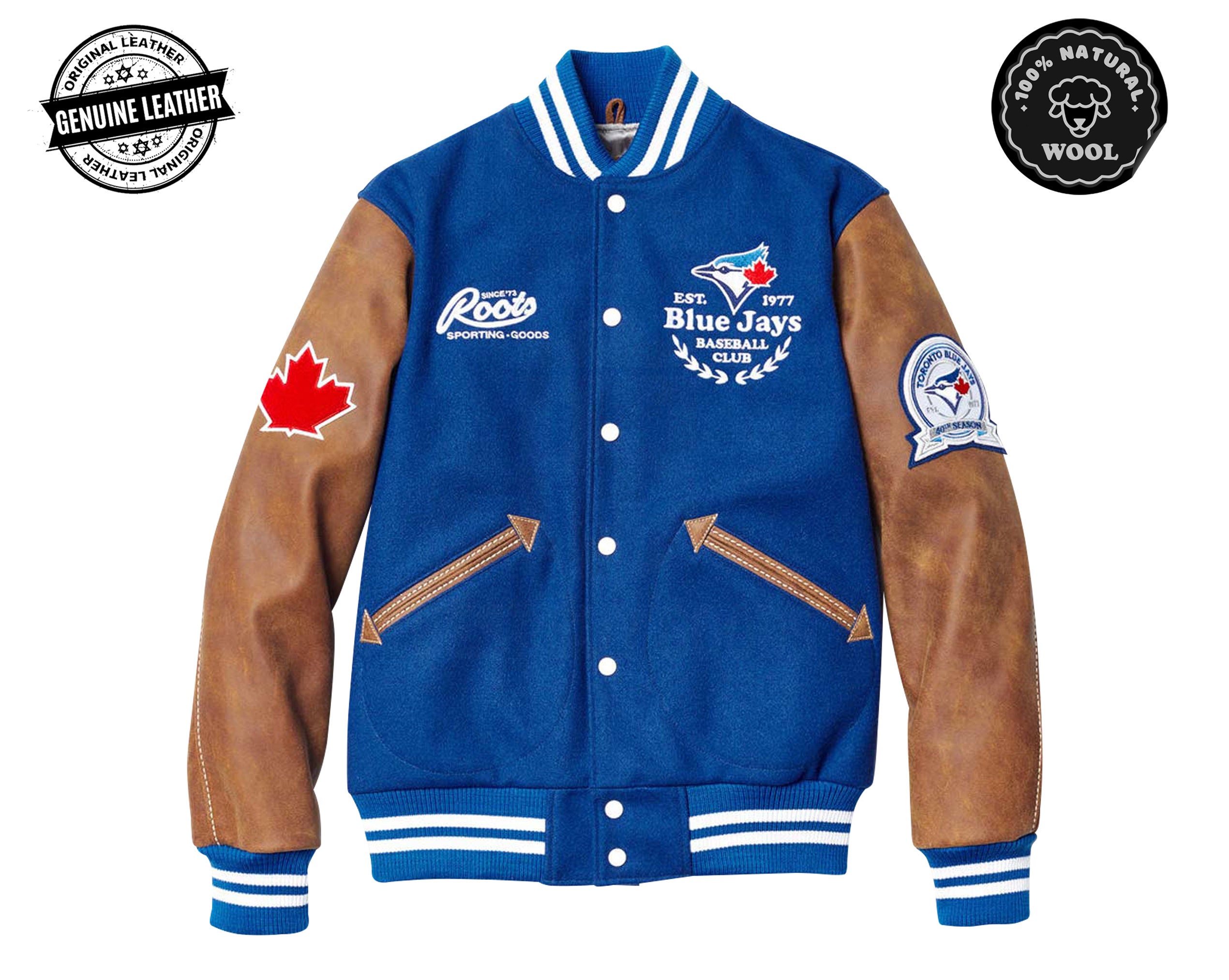 Royal Blue Butter Soft Baseball Leather Jacket with hood