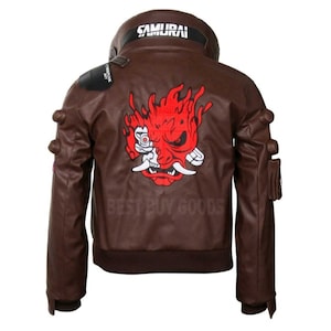 Cyberpunk 2077 Jacket Samurai Jacket In Cyberpunk Game Bomber Leather Jacket for Men image 4