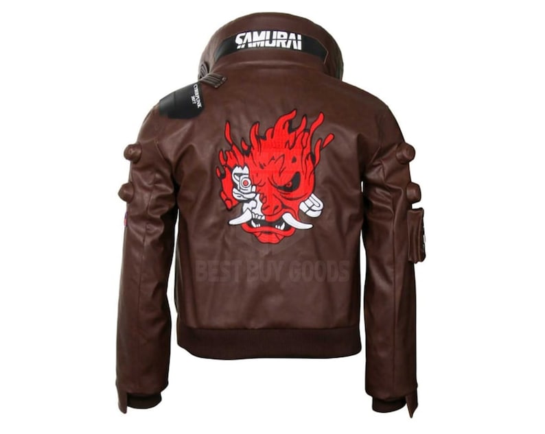 Cyberpunk 2077 Jacket Samurai Jacket In Cyberpunk Game Bomber Leather Jacket for Men image 4
