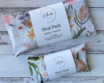 HEAT/COOL Packs in 2 Sizes - Blue Floral! Made with 100% Cotton & Filled with Australian Lupins | Removeable and Washable Cover | Scented