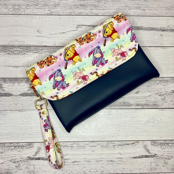 Nappy Wallet / Nappy Clutch / Nappy Bag - Winnie the Pooh. Great baby shower present!