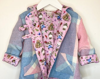 Kids pixie coat, cotton lining, repurposed, children’s coat, wool jacket, kids wool jacket, size 1