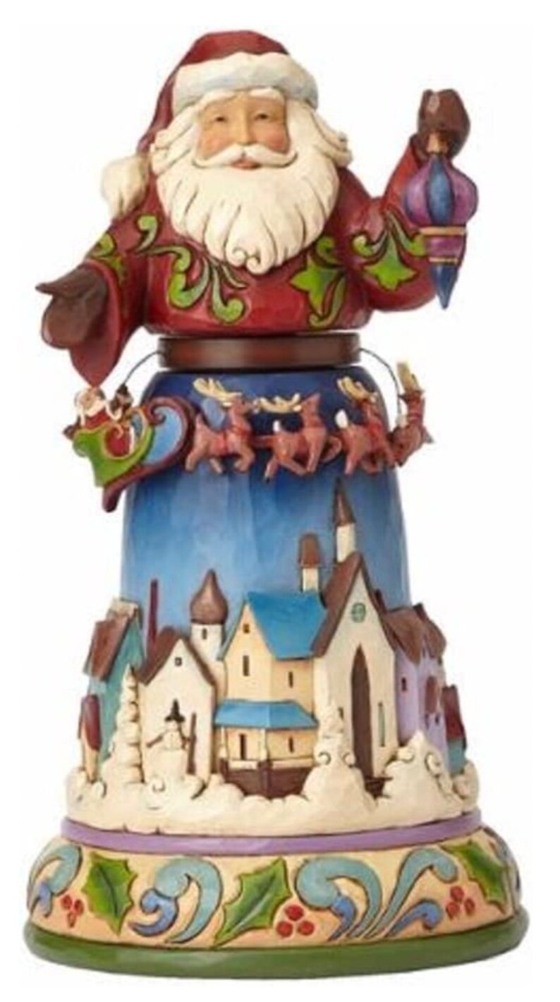 Jim Shore Santa With Rotating Sleigh and Reindeer - Etsy