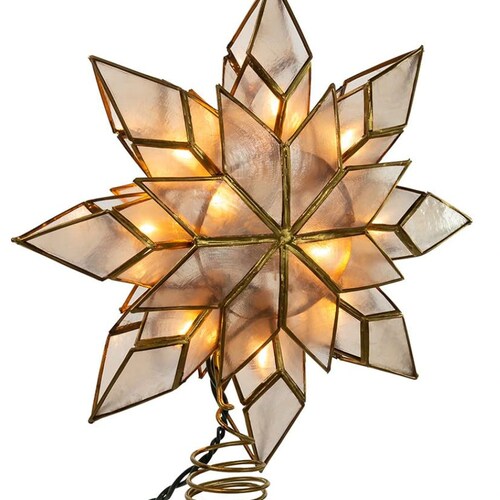 10 Lights Gold Capiz Tree Topper Etsy