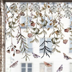 Macigal Botanical Flower Window Privacy Sticker - Floral Meadow Custom Window Decal Border - Reusable Clings by Dizzy Duck