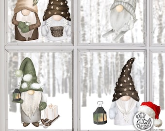 Christmas Gonk Stickers Decals - Xmas Gnome Window Decoration by Dizzy Duck