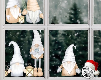 Christmas Gnome Decoration Stickers Decals - Xmas Gonk Window Clings by Dizzy Duck