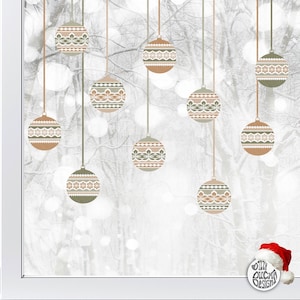 10 Nordic Christmas Window Bauble Stickers -  Boho Xmas Decorations Window Decals by Dizzy Duck