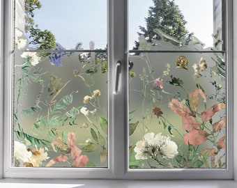 Dizzy Duck Spicy Autumn Leaves Frosted Privacy Film Window Cling Border Decal