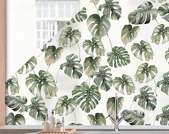 Pellicola per finestre Dizzy Duck Tropical - Pellicola per finestre con motivo a foglie di Monstera - Adesivo per pannello di finestra smerigliato per la privacy