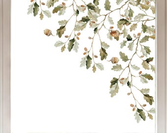 2x Herfstbos Eiken Raamstickers voor in de Hoek | Creëer in enkele minuten een seizoensgebonden decoratie