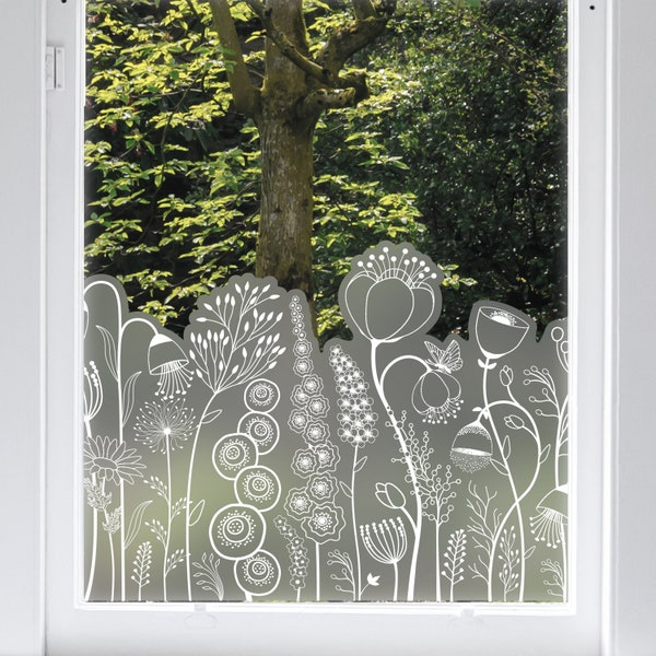 Blumen-Fensteraufkleber von Dizzy Duck – Milchglas-Fensterfolie – dekorativer Blumen-Fensterfolienaufkleber – Geschenk für Zuhause