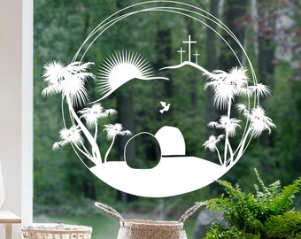 Easter Religious Window Film - Empty Tomb Resurrection Window Decal - Reusable Christian Faith Clings by Dizzy Duck