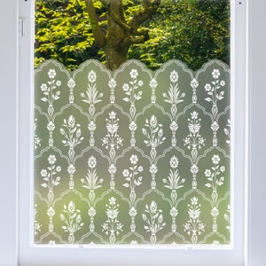 Privacy Frosted Window Film - Window Border Decal by Dizzy Duck - Decorative Patterned Window Sticker - Hamedan Gift for Home