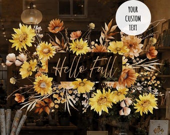 Herfstthema: Gele zonnebloem raamsticker | Zichtbaar zowel binnen als buiten
