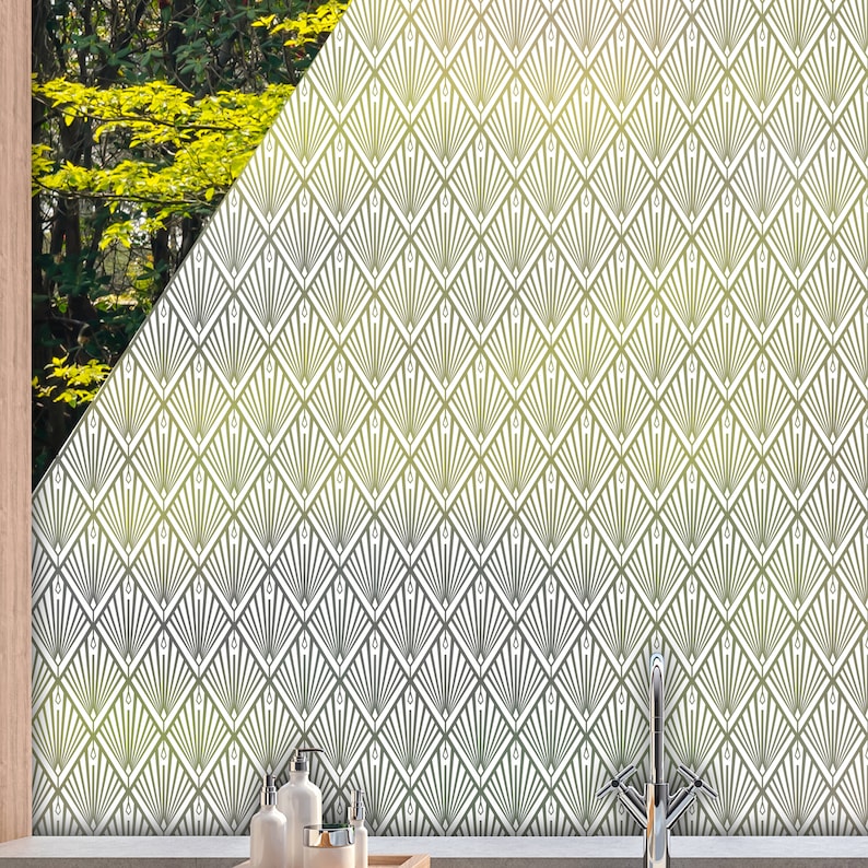 Art Deco Window Film Frosted Privacy Window Panel Dizzy Etsy