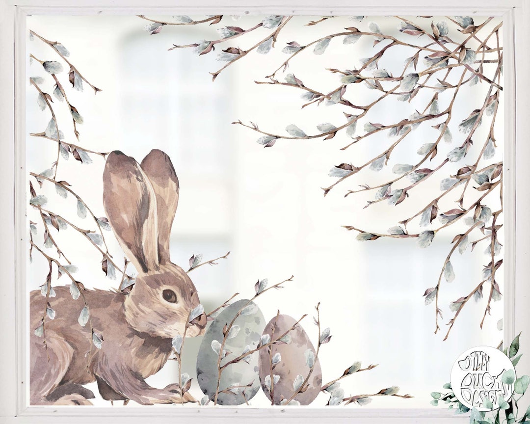 2x Spring Corner Window Clings Decals - Reusable Willow Easter Egg ...