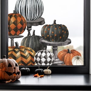 Classy Halloween and Fall Pumpkins Window Decoration | Ideal for Shop Window Displays