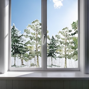 Dizzy Duck Forest Trees Fenster gefrostete Sichtschutzfolie Aufkleber Bordüre - nicht klebriges statisch haftendes Vinyl