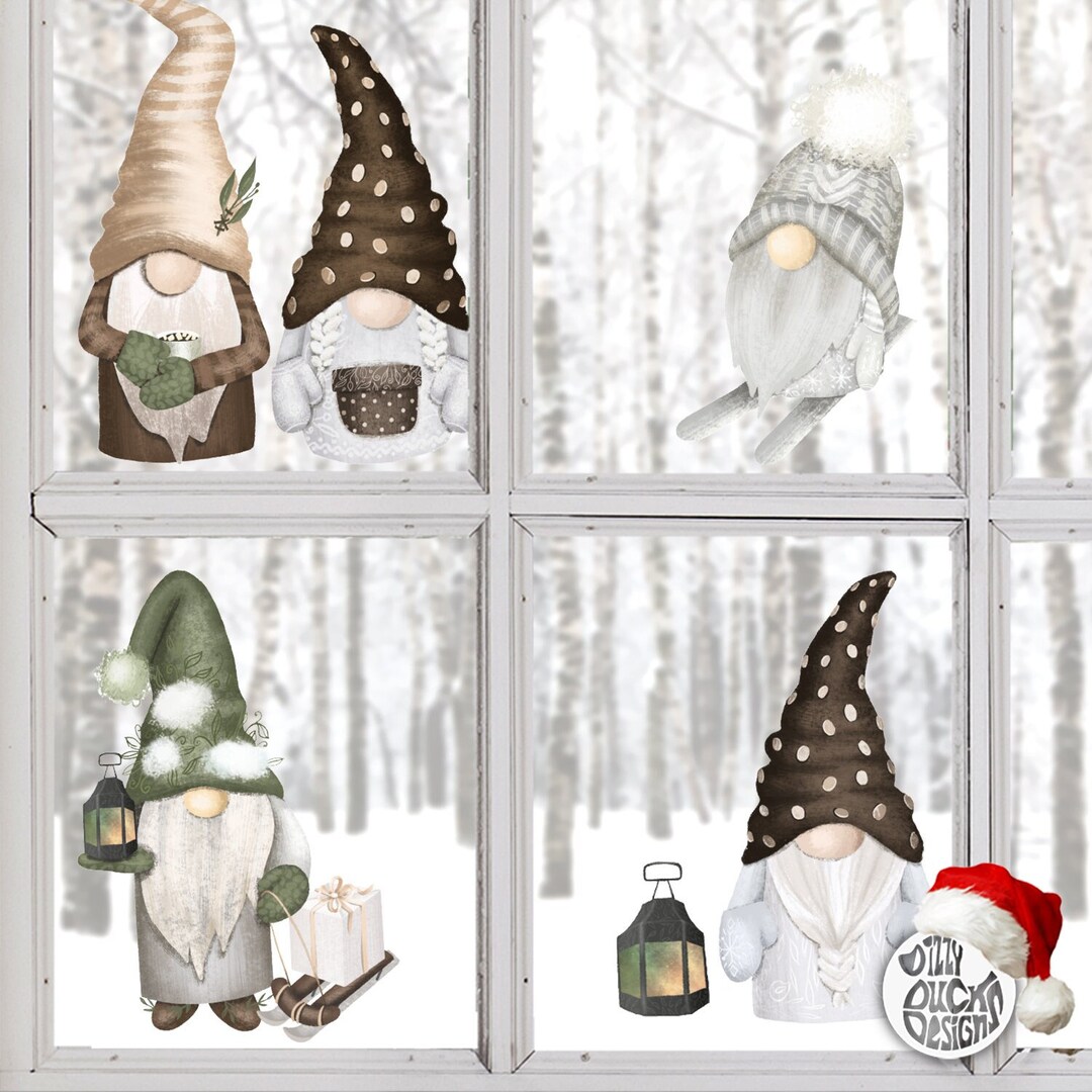 Dizzy Duck Brown Christmas Gonk Window Clings - Reusable Double Sided ...