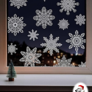 18 Dizzy Duck Christmas Snowflake Window Cling Stickers - Reusable Winter Decor