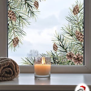 Dizzy Duck Weihnachten Fenster Aufkleber Ecken - Doppelseitig Wiederverwendbare Tannenzapfen