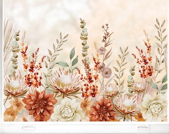 Herfst wit oranje boho bloemen raamdecoratie | Zichtbaar binnen en buiten