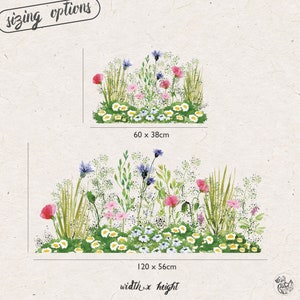 Watercolour Spring Meadow Window Decal - Reusable Pink Blue Flower ...