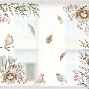 11x Easter Window Clings - Spring Flowers Window Decal Set - Feather Nest Bird Window Stickers by Dizzy Duck