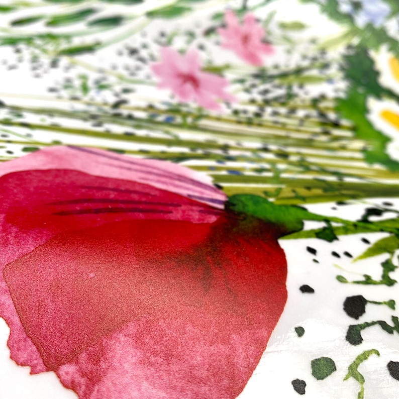 Watercolour Spring Meadow Window Decal - Reusable Pink Blue Flower ...