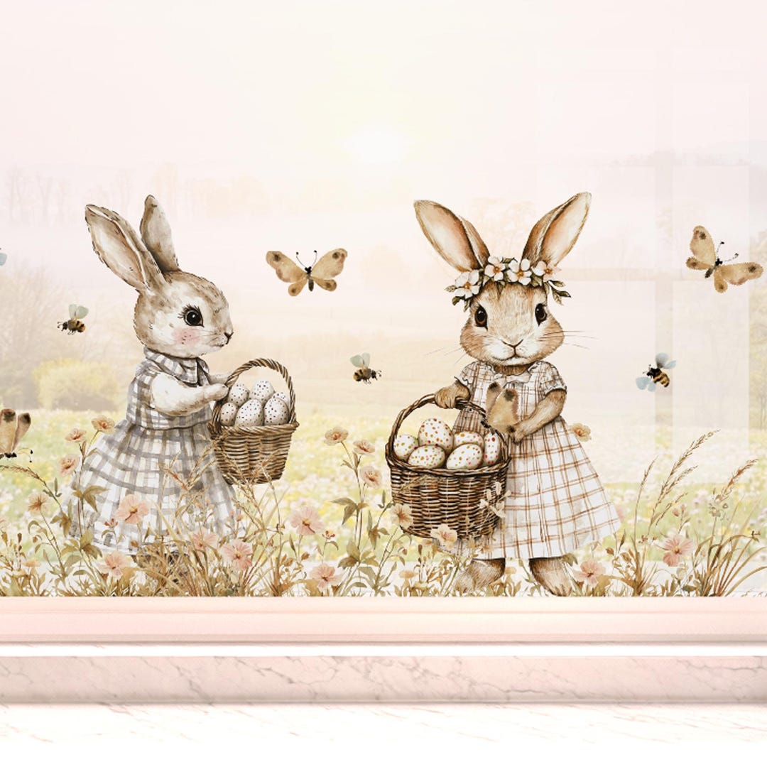 Dizzy Duck Spring Bunny Rabbits With Easter Eggs Window Decal ...