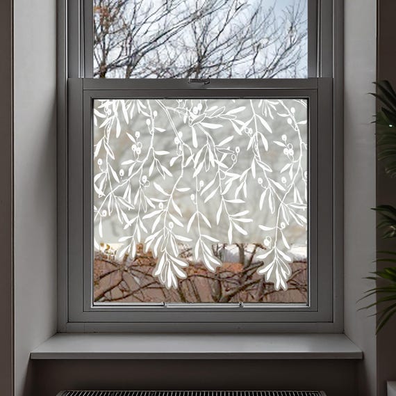 Dizzy Duck Weiß Zweig Beere Frosted Sichtschutz Fensterfolie Bordüre Aufkleber