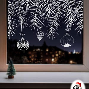 Dizzy Duck Christmas Window Stickers - Reusable Double-Sided Bauble Border Decal