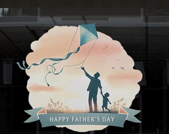 Happy Fathers Day-citaat herbruikbare dubbelzijdige etalagedisplay - Dad Flying Kite