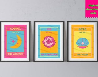 GAMMA PHI BETA | Posters set of 3 *Digital Download Only* (Tarot Inspired, GPhi, Gamma Phi Inspired, Gamma Phi Beta Wall Art)