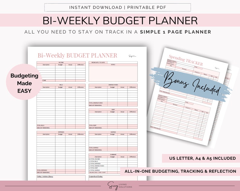 Biweekly Budget Planner Printable PDF Budget Template Etsy