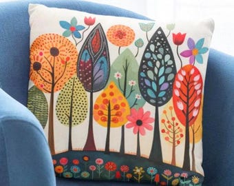 Nordic Forest Pillow Sham Lagom Tree Design Scandi Woodland Art Eco-Friendly Home Decor Mysa Pattern Nature Lover Gift Hygge Bedstemor Gift