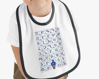 Armenian Alphabet Baby Bib, Armenian Baby Shower Gift, Gift for New Armenian Mom